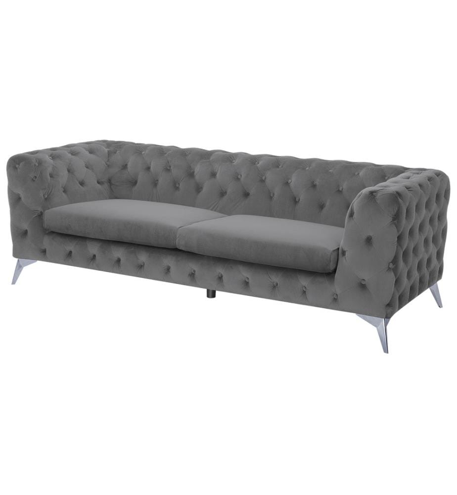 Sofa 3-Sitzer SOTRA Samtstoff Grau