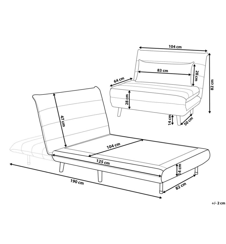 Single Sofa Bed SETTEN Fabric Dark Grey