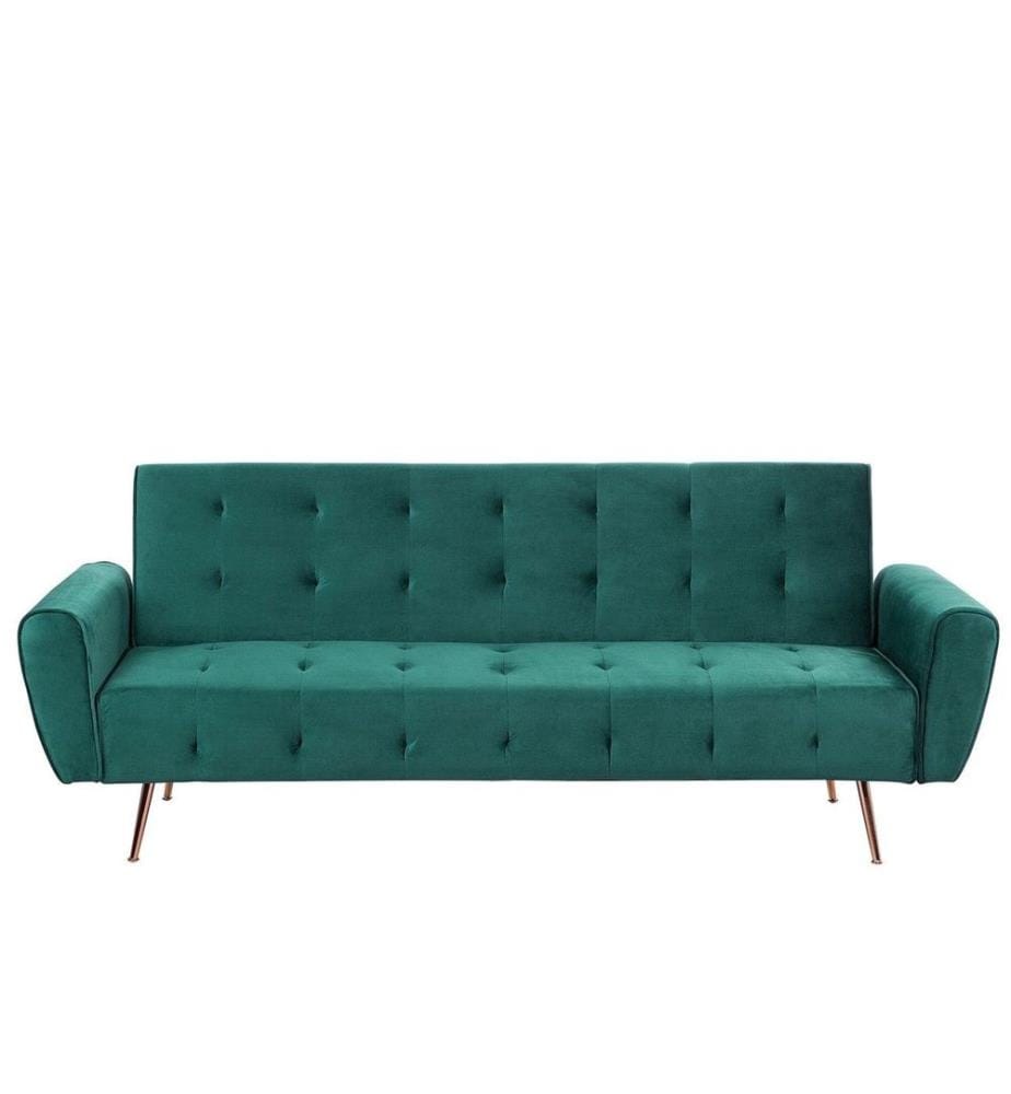 Schlafsofa 3-Sitzer SELNES Samtstoff Smaragdgrün
