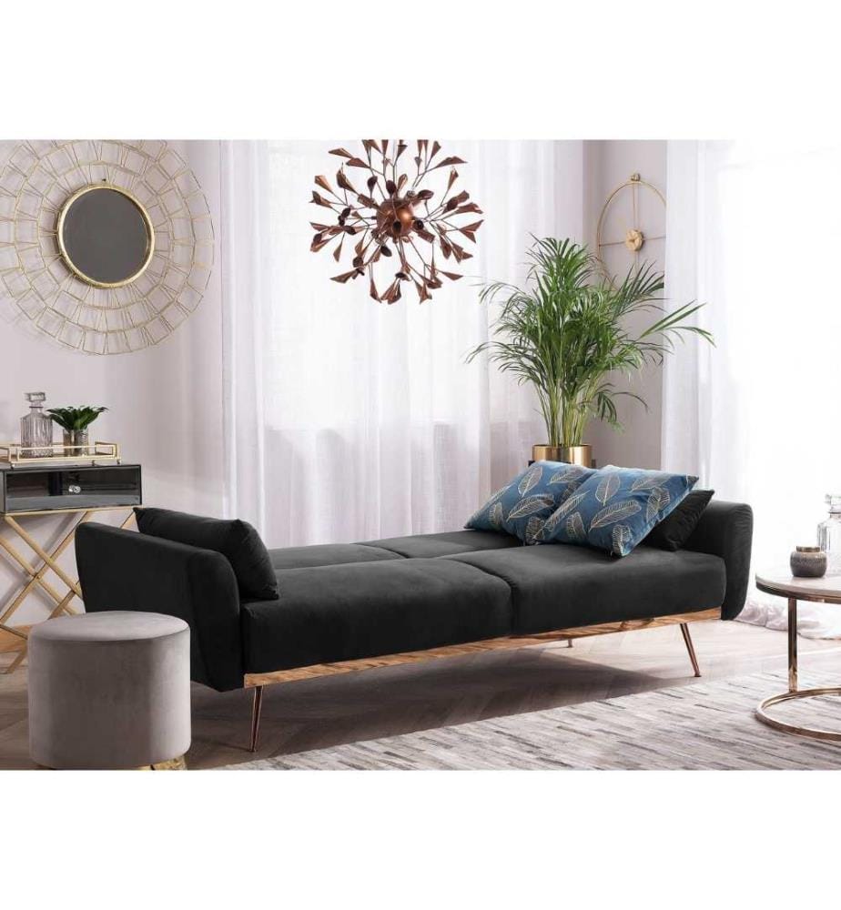 Sofa Bed 3 Seater EINA Velvet Black