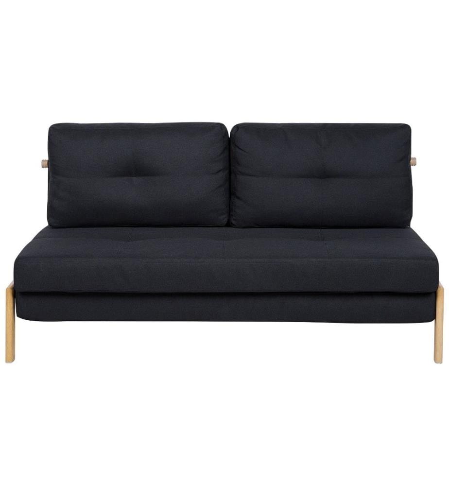 Sofa Schwarz Polsterbezug Polsterbezug 2-Sitzer Schlaffunktion Minimalistisch Wohnzimmer