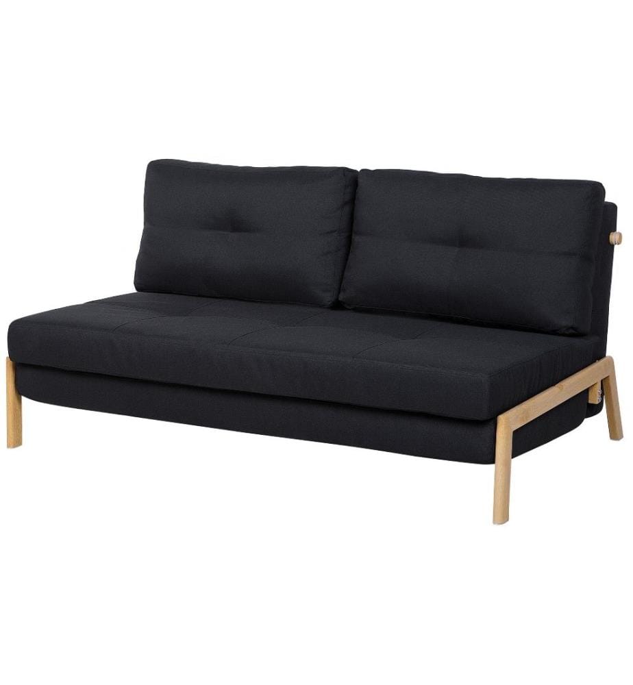 Sofa Schwarz Polsterbezug Polsterbezug 2-Sitzer Schlaffunktion Minimalistisch Wohnzimmer