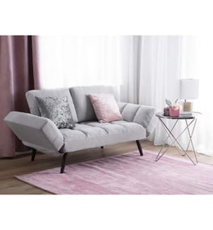 Schlafsofa 2-Sitzer BREKKE Stoff Hellgrau