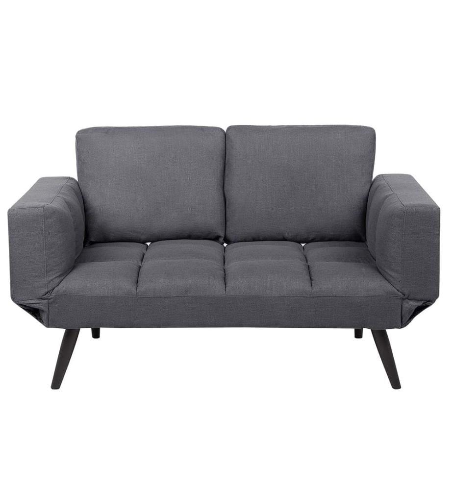 Sofa Grau Polsterbezug 2-Sitzer Schlaffunktion Skandinavisch Wohnzimmer