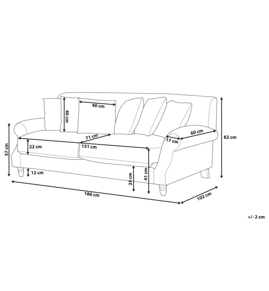 Sofa Beige Samtstoff 3-Sitzer Traditionell Retro Wohnzimmer