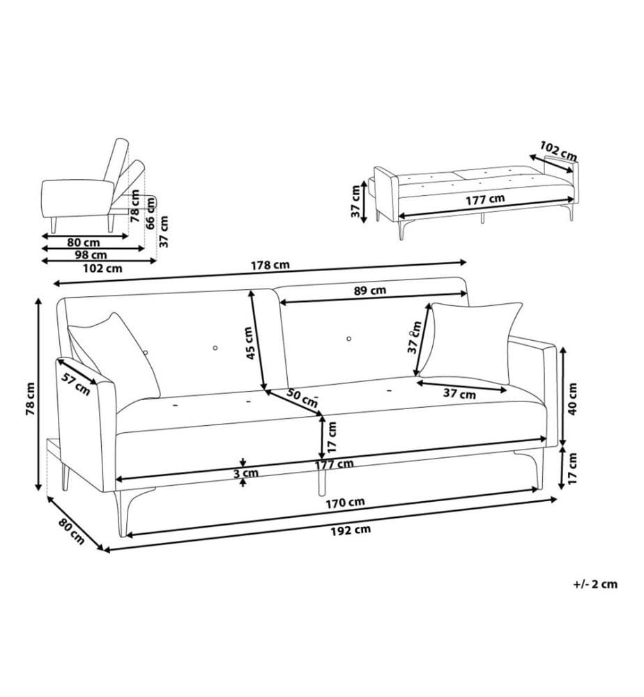 Sofa Rot Polsterbezug 3-Sitzer Schlaffunktion Modern Zierkissen Wohnzimmer