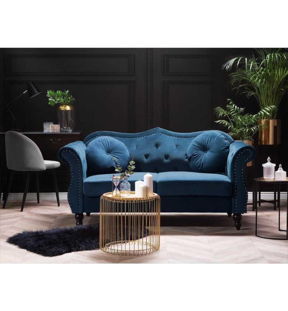 Sofa 2-Sitzer SKIEN Samtstoff Marineblau