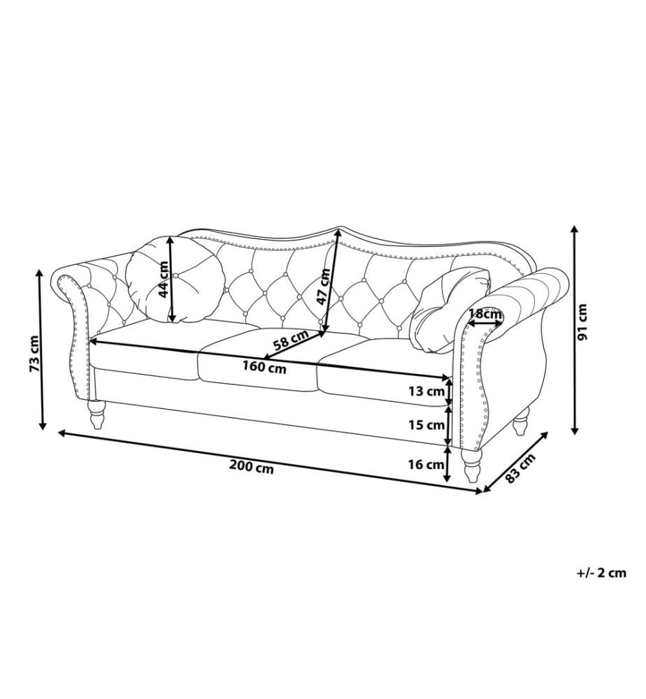 Sofa 3-Sitzer SKIEN Samtstoff Dunkelrot