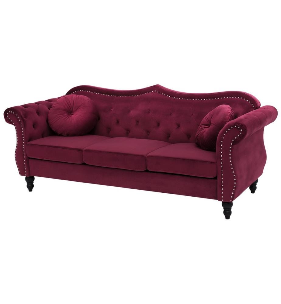 Sofa 3-Sitzer SKIEN Samtstoff Dunkelrot