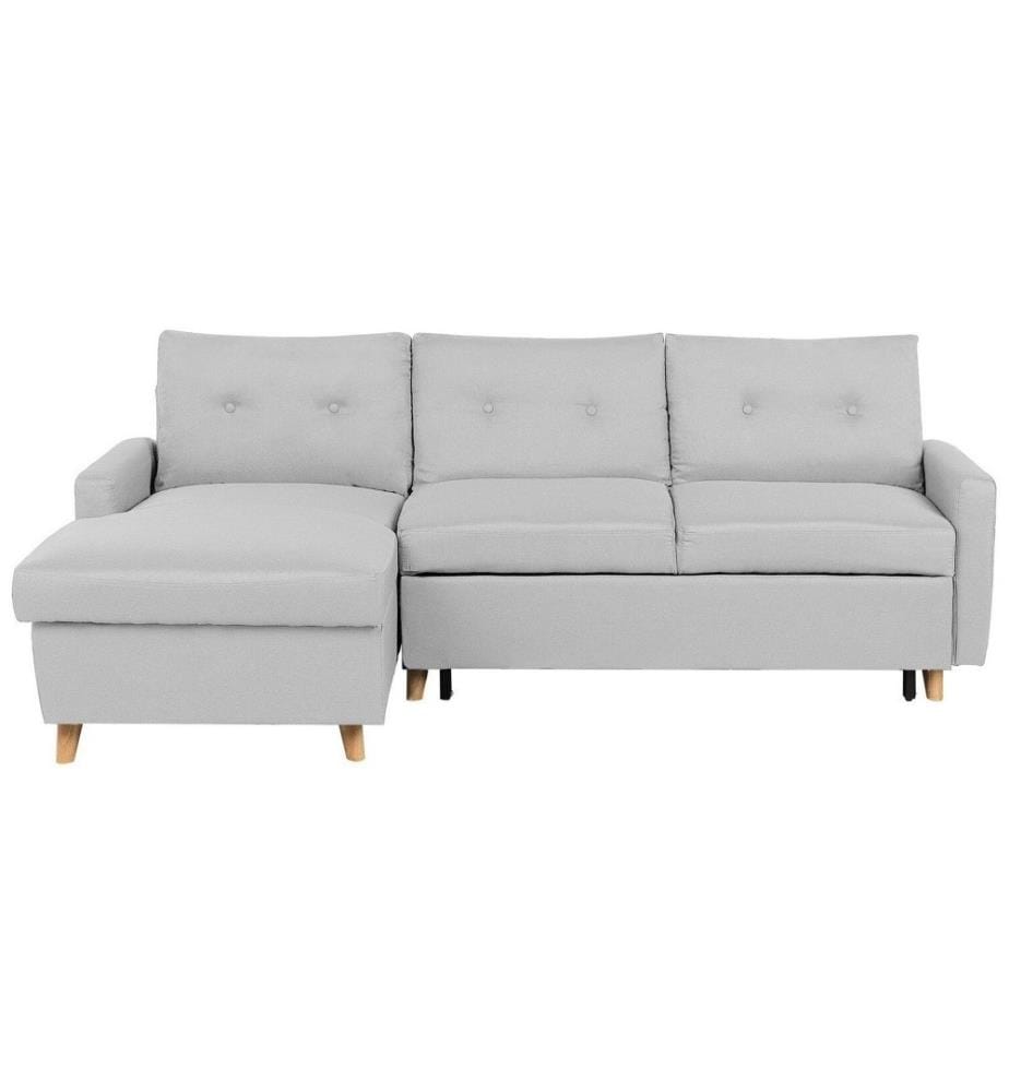 Ecksofa Hellgrau Polsterbezug L-Förmig Rechtsseitig Schlaffunktion Modern Wohnzimmer