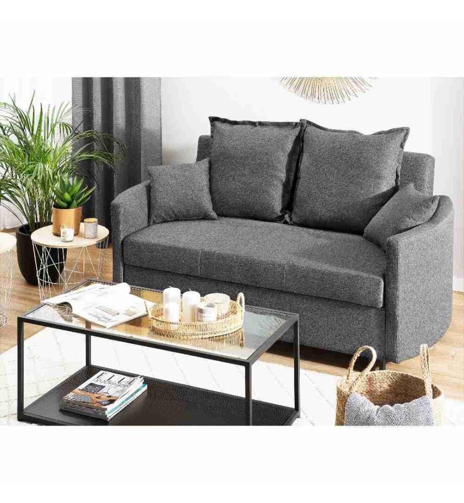 Schlafsofa 2-Sitzer HOVIN Stoff Grau