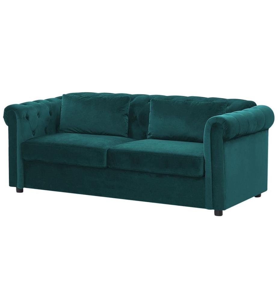 Schlafsofa 3-Sitzer CHESTERFIELD Samtstoff Smaragdgrün