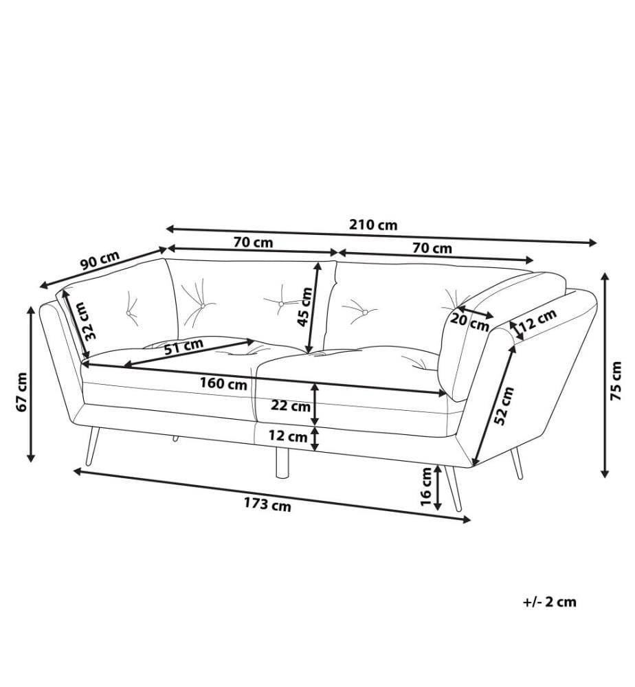 Sofa 3-Sitzer LENVIK Samtstoff Grau