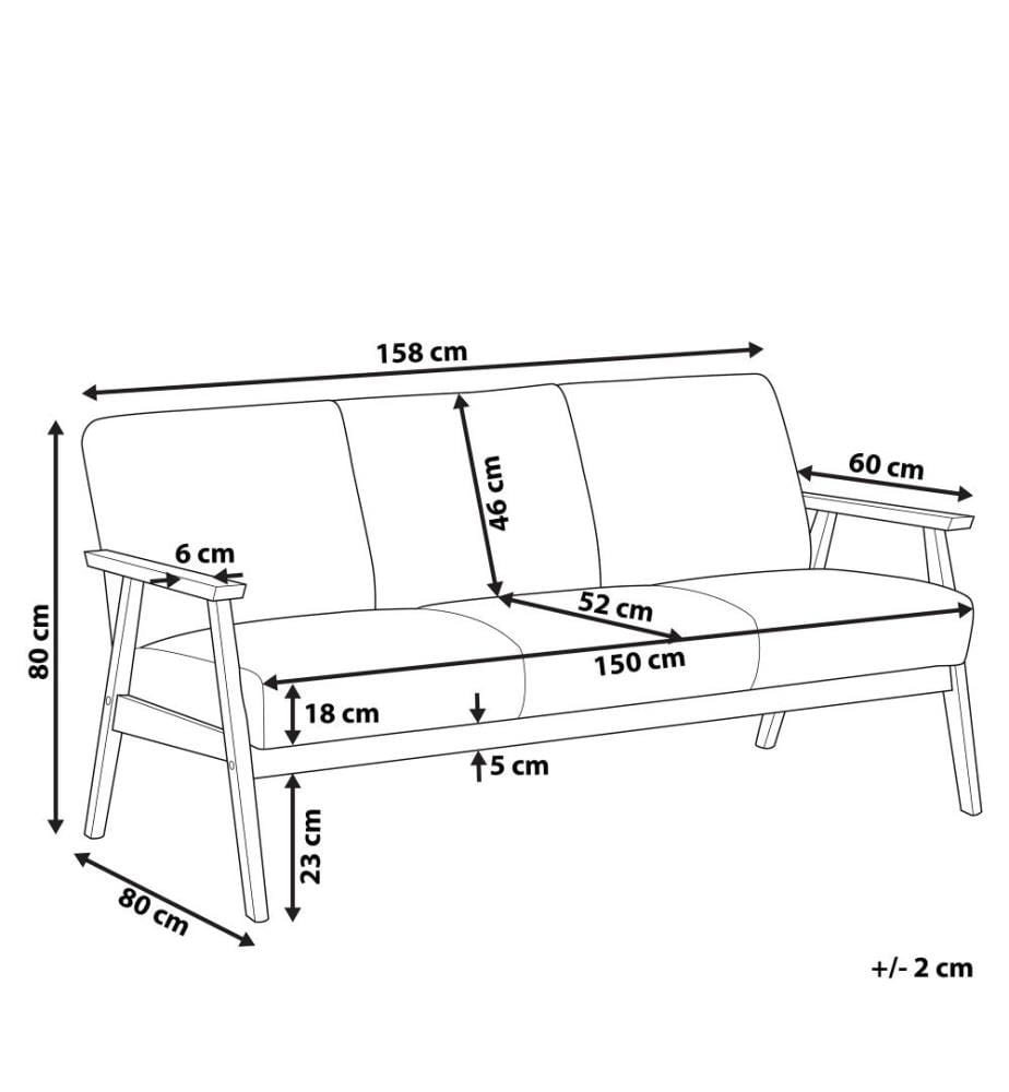 Sofa Grau Polsterbezug 3-Sitzer Retro Stil mit Holzbeinen Federkern Diele Wohnzimmer Salon Möbel Wohnecke Sitzecke