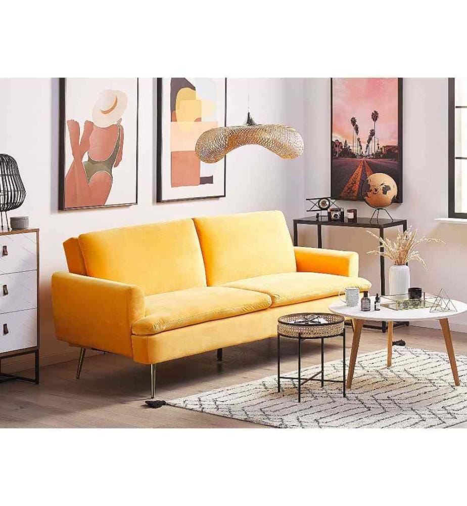 Schlafsofa 3-Sitzer VETTRE Samtstoff Gelb