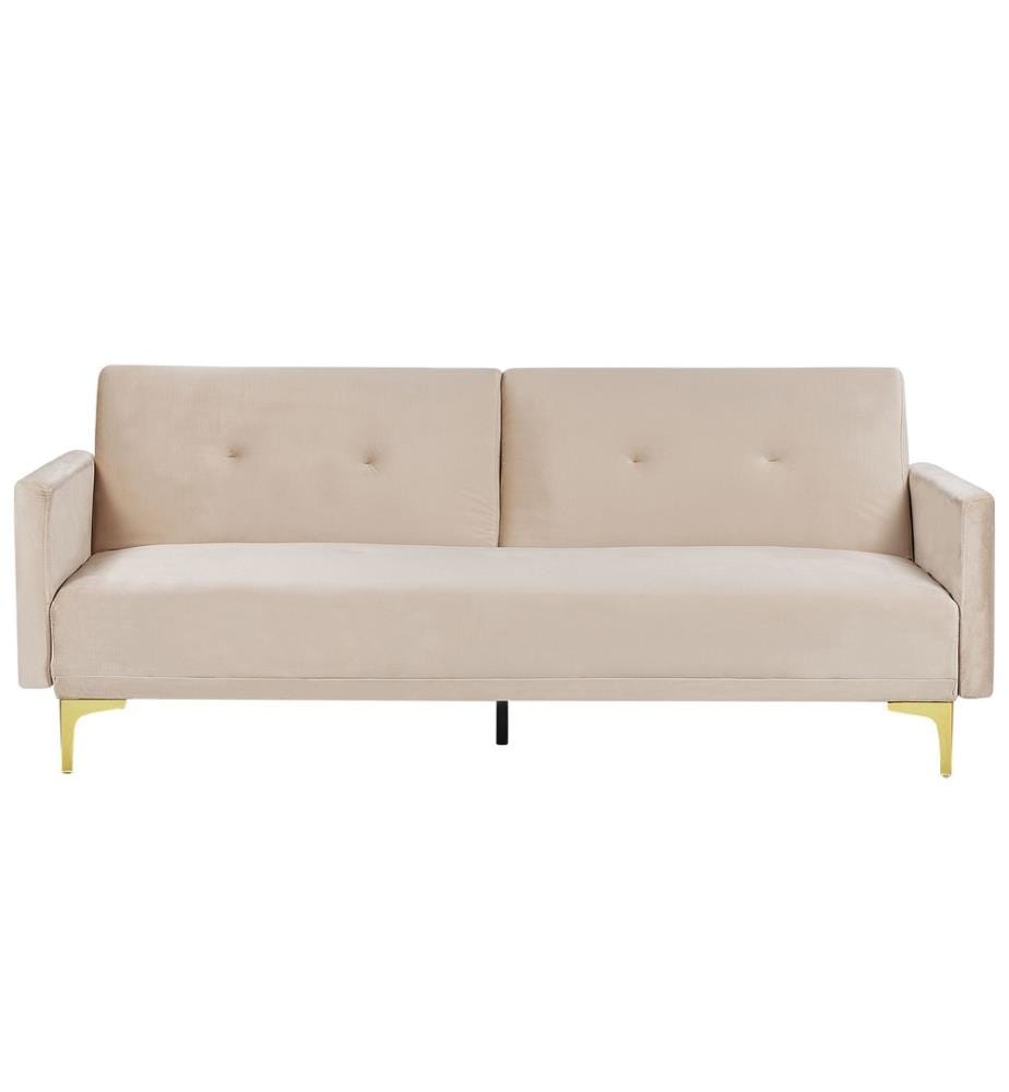 Schlafsofa 3-Sitzer LUCAN Samtstoff Beige