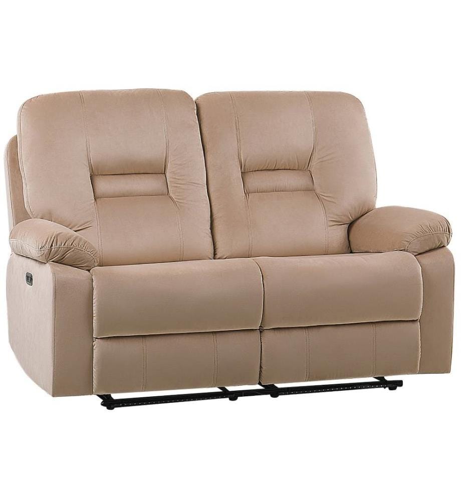 Divano reclinabile elettrico 2 posti BERGEN Velluto Beige chiaro con porta USB