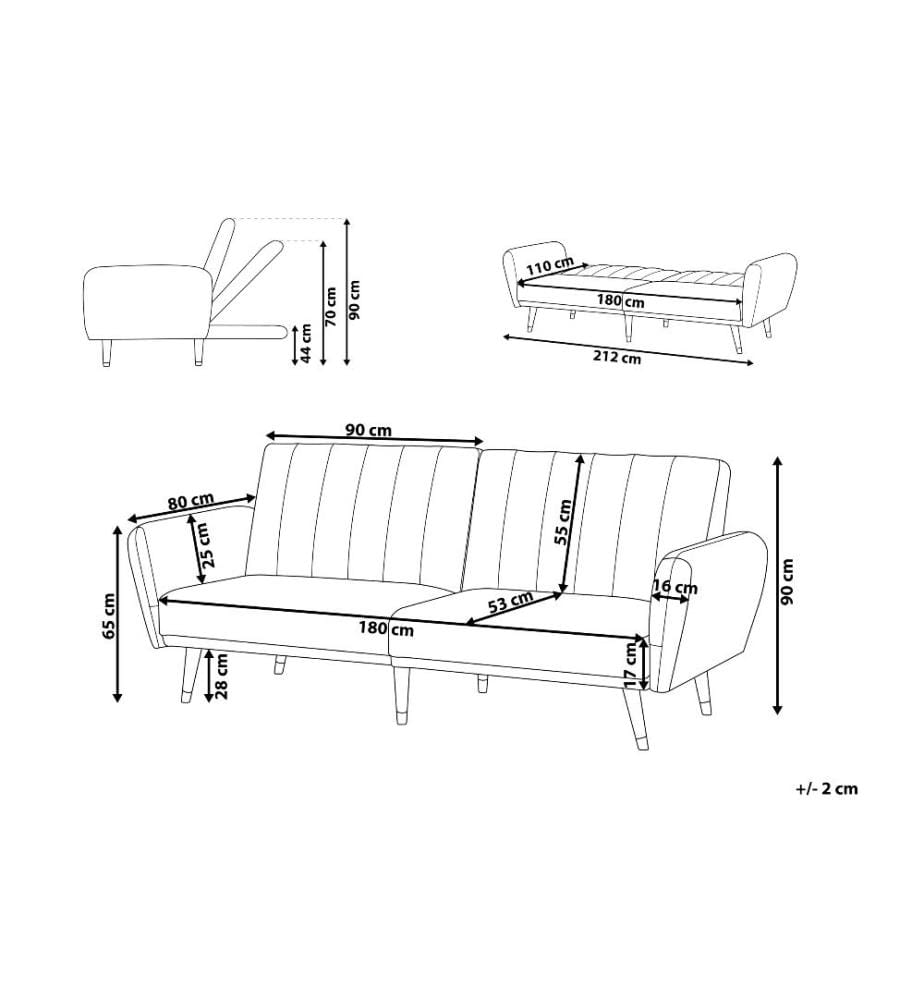 Schlafsofa 3-Sitzer VIMMERBY Samtstoff Hellblau