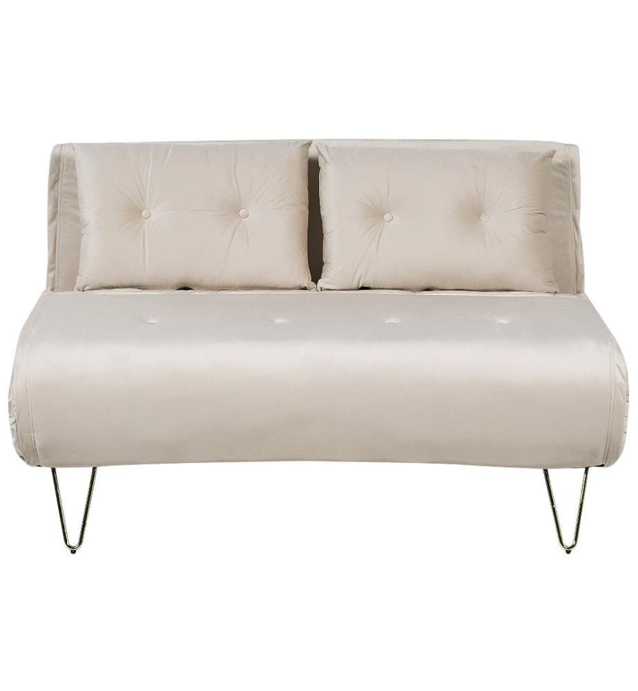 Schlafsofa 2-Sitzer VESTFOLD Samtstoff Beige