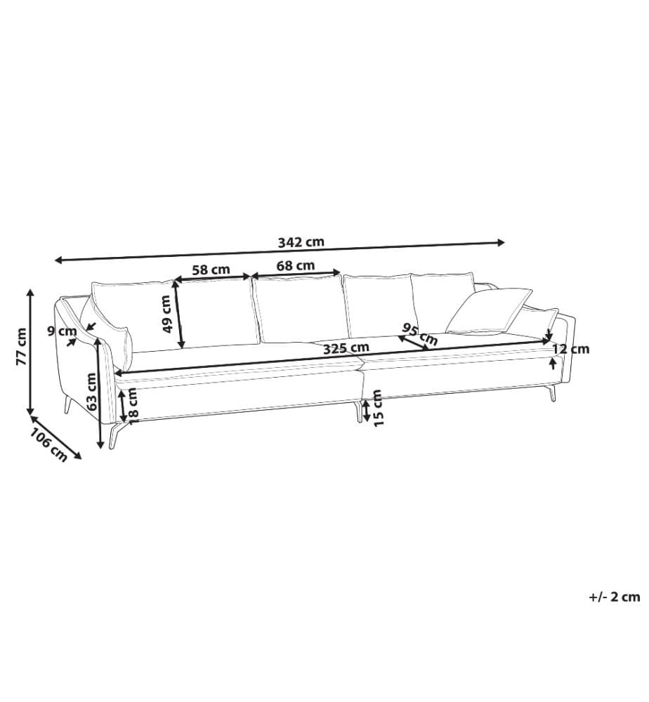 Sofa 4-Sitzer AURE Samtstoff Hellgrau