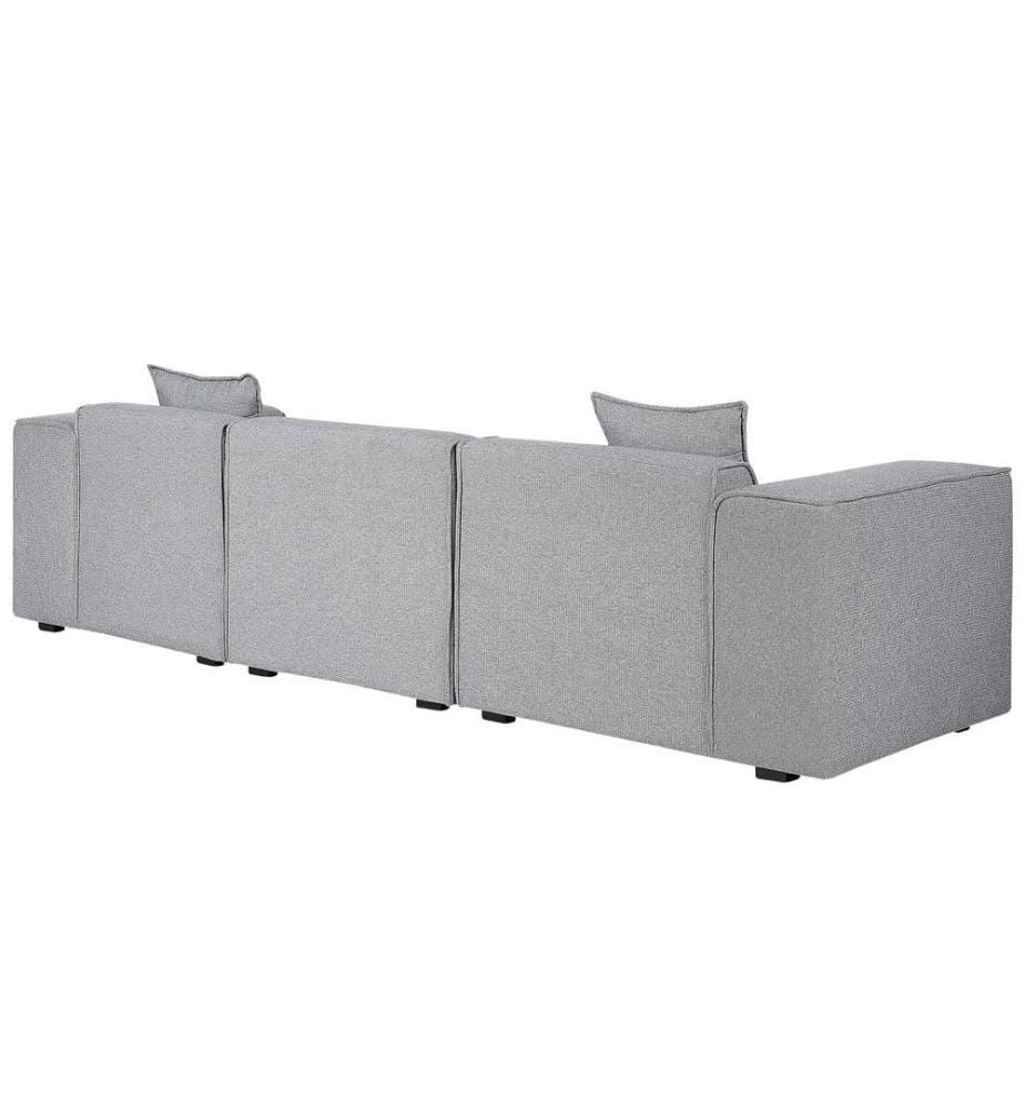 Ecksofa Grau Stoffbezug L-Förmig Linksseitig Zeitgenössisch Modern Wohnzimmer