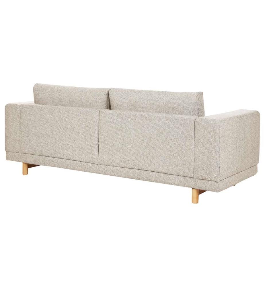 Sofa Hellbeige Stoffbezug 220 cm Lang 3-Sitzer mit Holzbeinen Breite Armlehnen Skandinavisch Modern Wohnzimmer Ausstattung Sitzmöbel