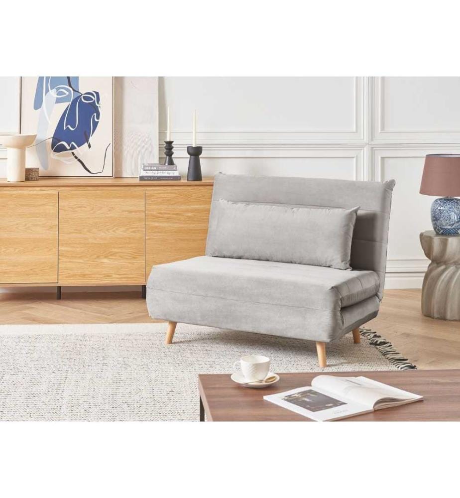 Single Sofa Bed SETTEN Velvet Light Grey