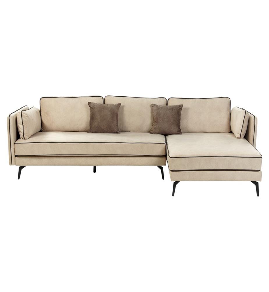 Ecksofa 3-Sitzer ALTAN Samtstoff Beige linksseitig