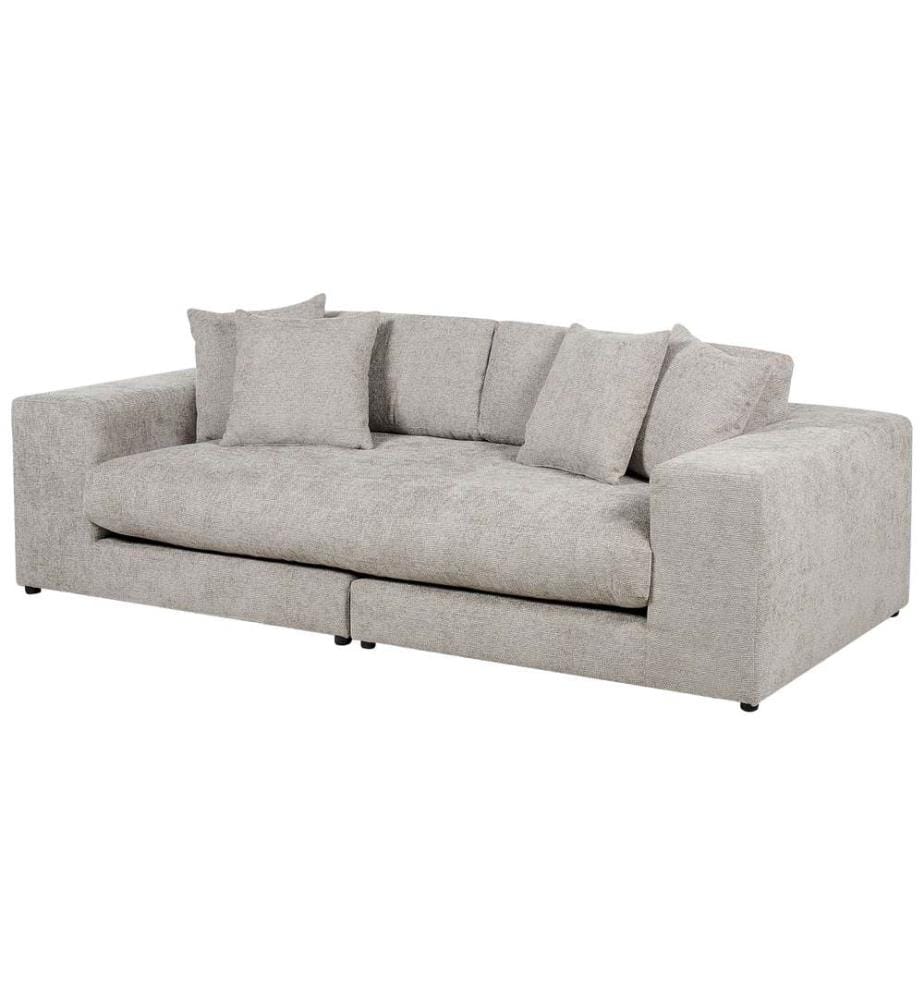 Canapé Taupe en Polyester 3 Places Rembourré en Mousse Housses de Coussin aux Coutures Cachées Fermetures Eclair Discrètes Très Confortable