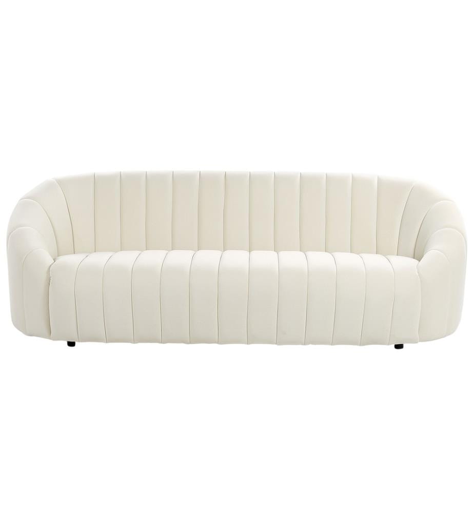Sofa 3-Sitzer MALUNG Samtstoff Cremeweiss