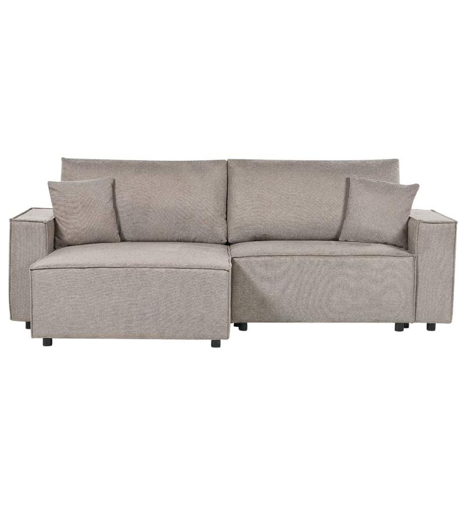 Corner Sofa Bed 3 Seater KARILA Fabric Taupe with Storage Right Hand