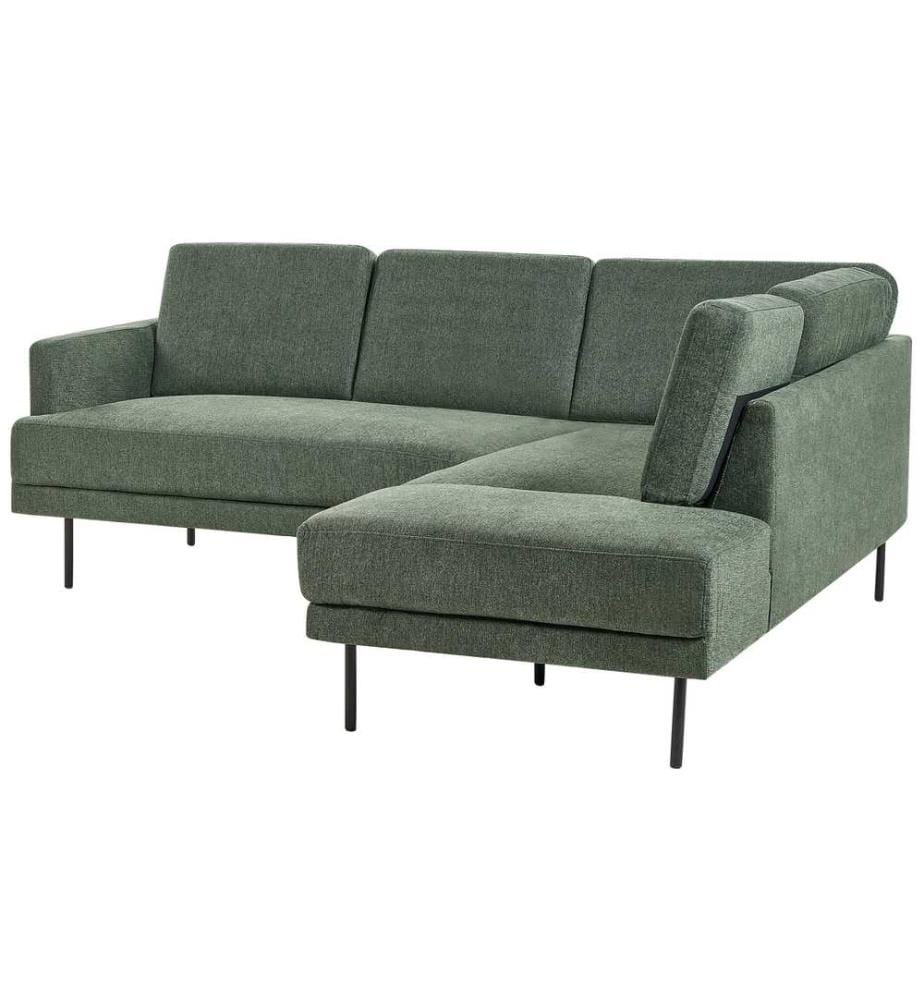 Ecksofa 4-Sitzer BREDA Stoff Dunkelgrün linksseitig
