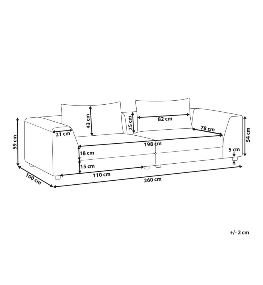 Sofa 3-Sitzer LERMON Stoff Hellgrau