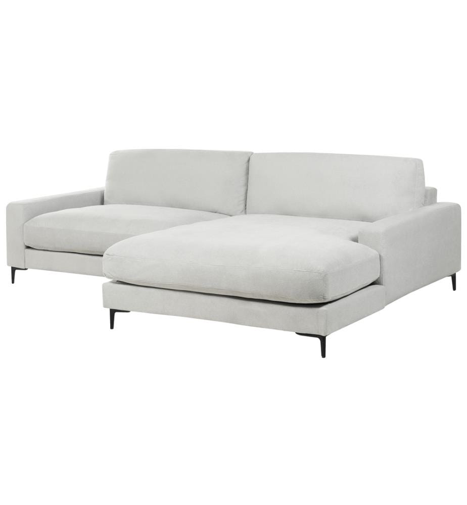 Canapé d'angle 3 places MALOY Tissu chenille Gris clair Côté gauche