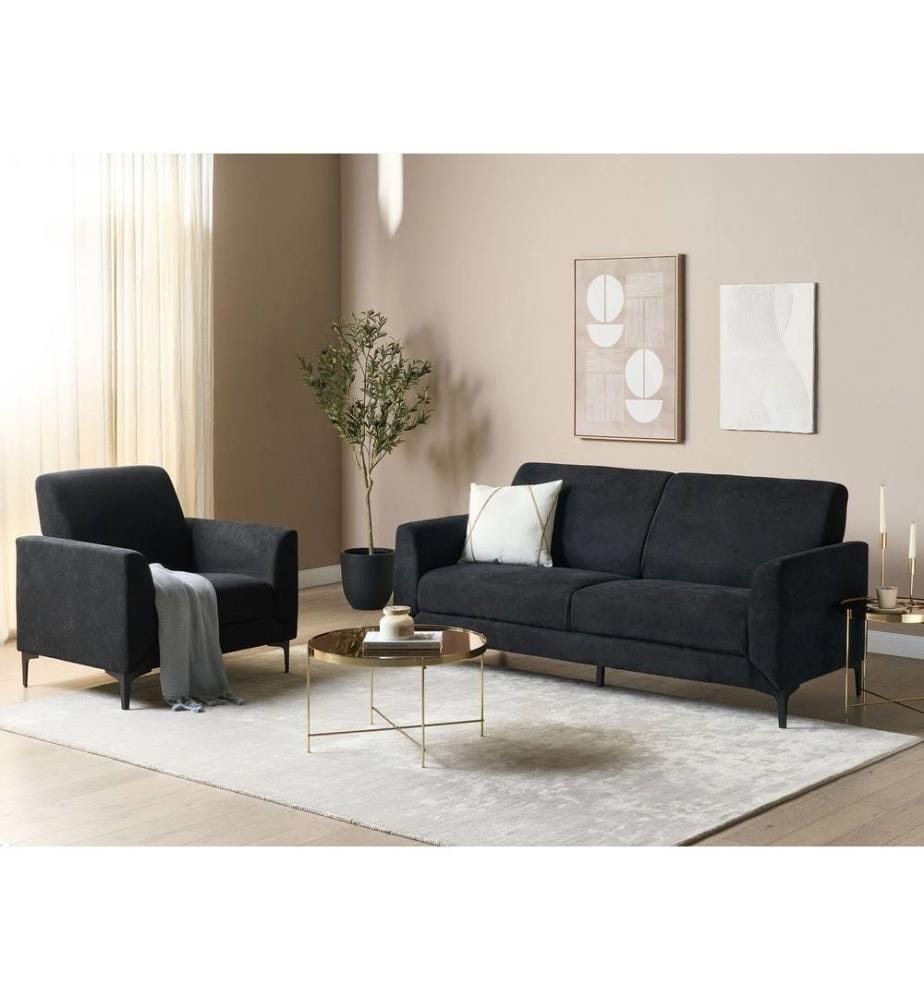 Sofa 3-Sitzer FENES Stoff Schwarz