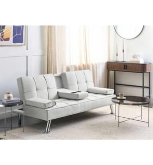 Schlafsofa 3-Sitzer ROXEN Stoff Hellbeige