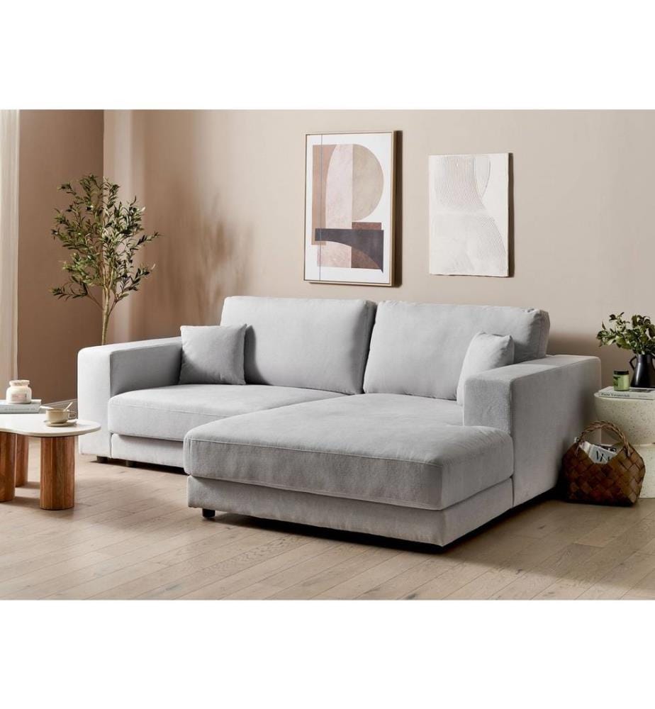 Ecksofa Hellgrau Stoff L-förmig 3-Sitzer Sofa mit Chaiselongue Linksseitig Wohnzimmermöbel Modern Wohnzimmer Ausstattung Wohnecke Sitzecke