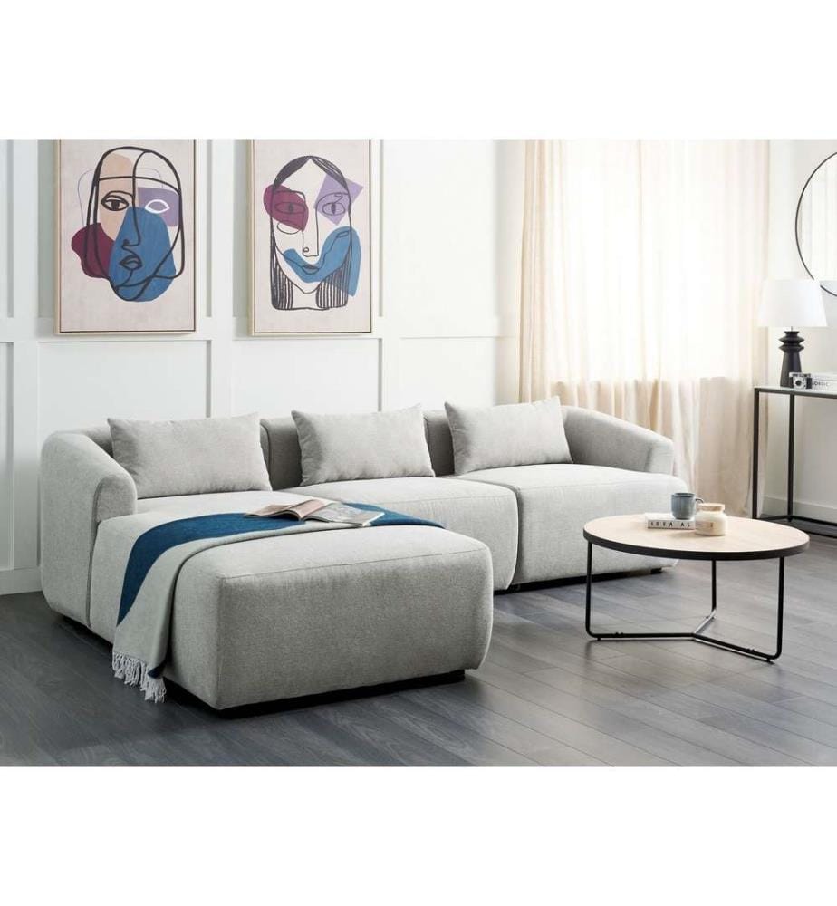 Corner Sofa 3 Seater SVANSELE Fabric Light Grey Right Hand