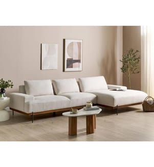 Divano angolare 4 posti MARIFERD Tessuto Beige chiaro Lato Sinistro