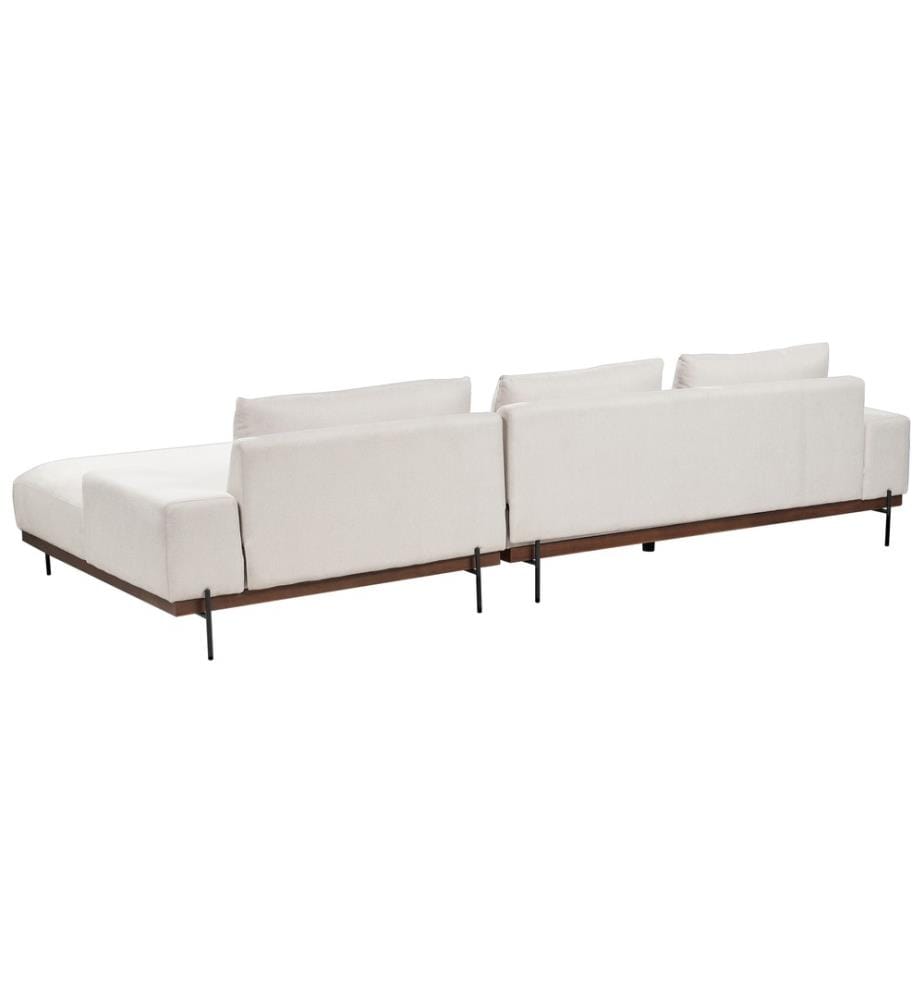 Corner Sofa 4 Seater MARIFERD Fabric Light Beige Left Hand