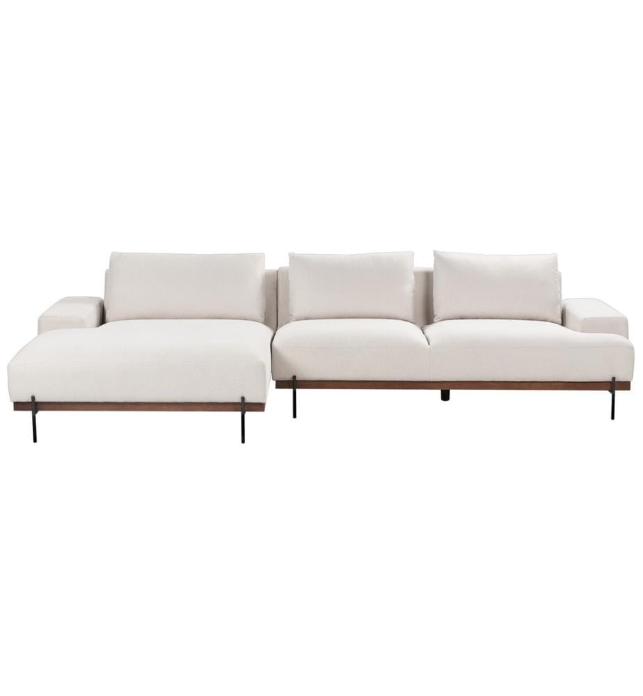 Ecksofa 4-Sitzer MARIFERD Stoff Hellbeige rechtsseitig