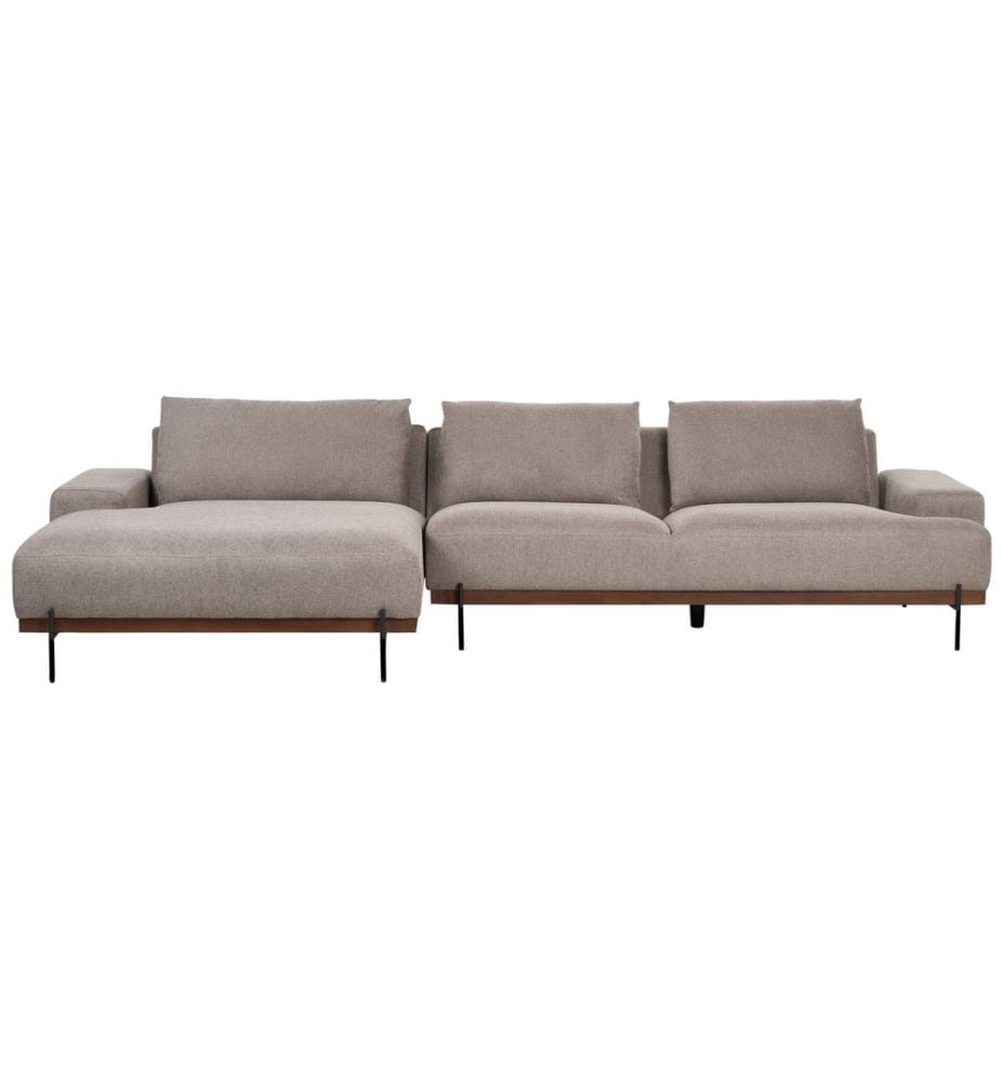 Ecksofa 4-Sitzer MARIFERD Stoff Hellbraun rechtsseitig