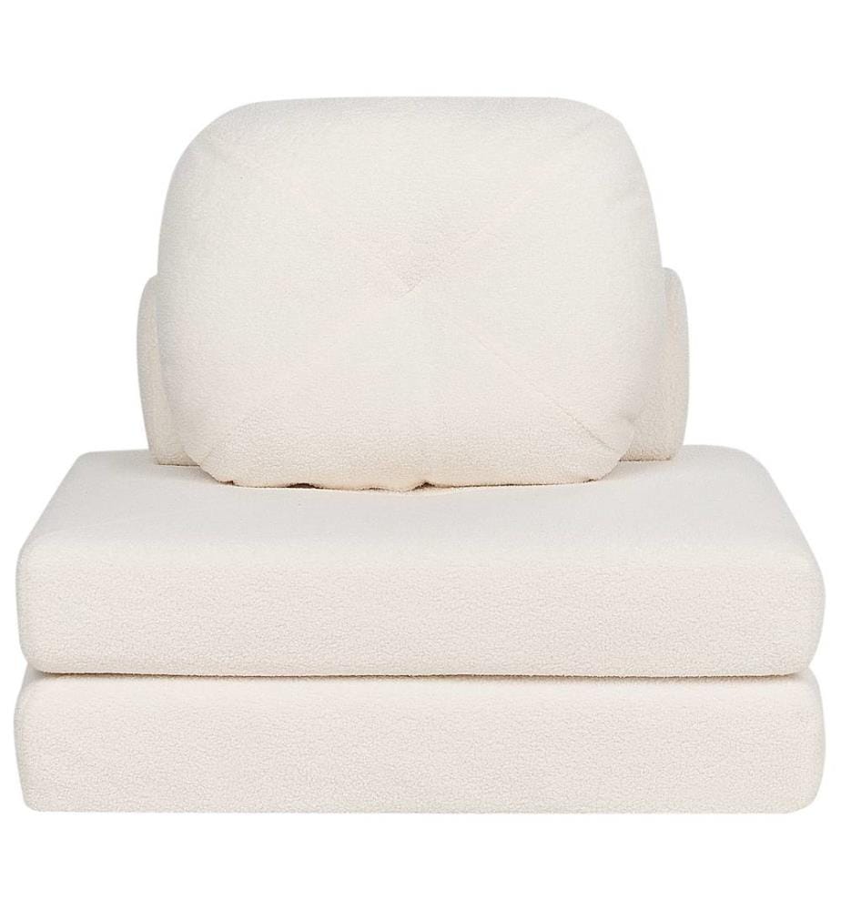 Single Sofa Bed OLDEN Boucle White
