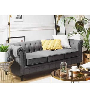 Divano 3 posti CHESTERFIELD Tessuto Grigio