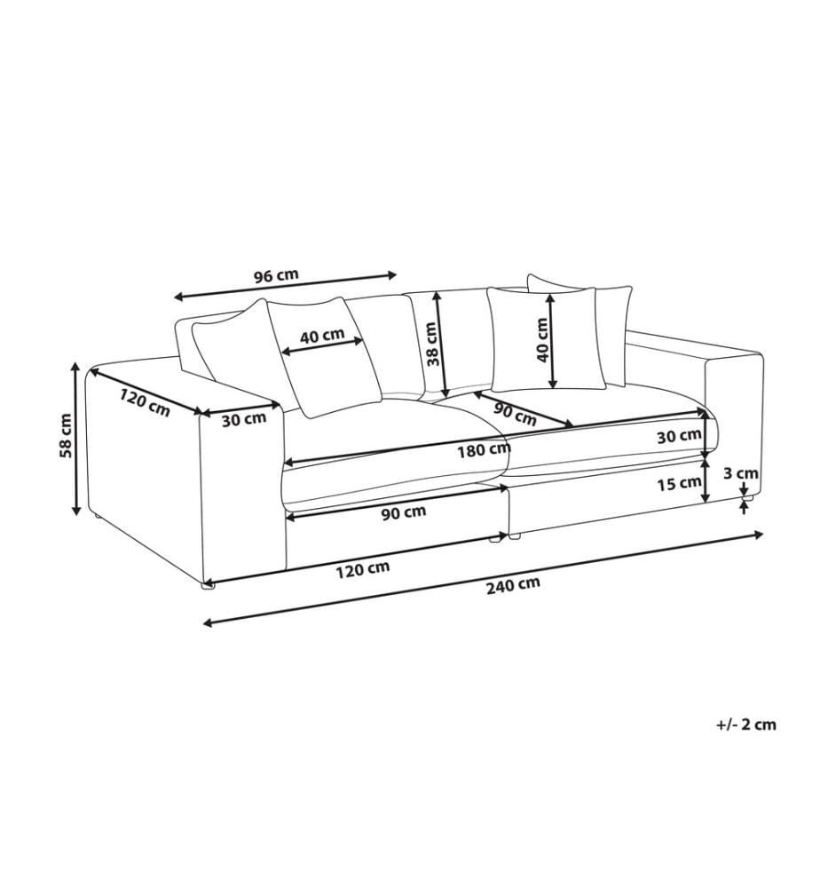 Sofa 3-Sitzer GLORVIKA II Stoff Taupe