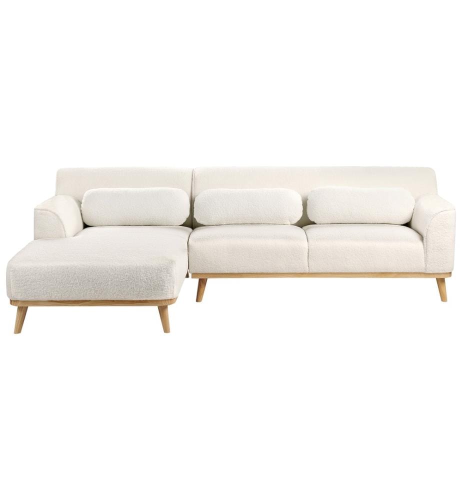 Ecksofa 3-Sitzer SIMOS Bouclé Weiss rechtsseitig
