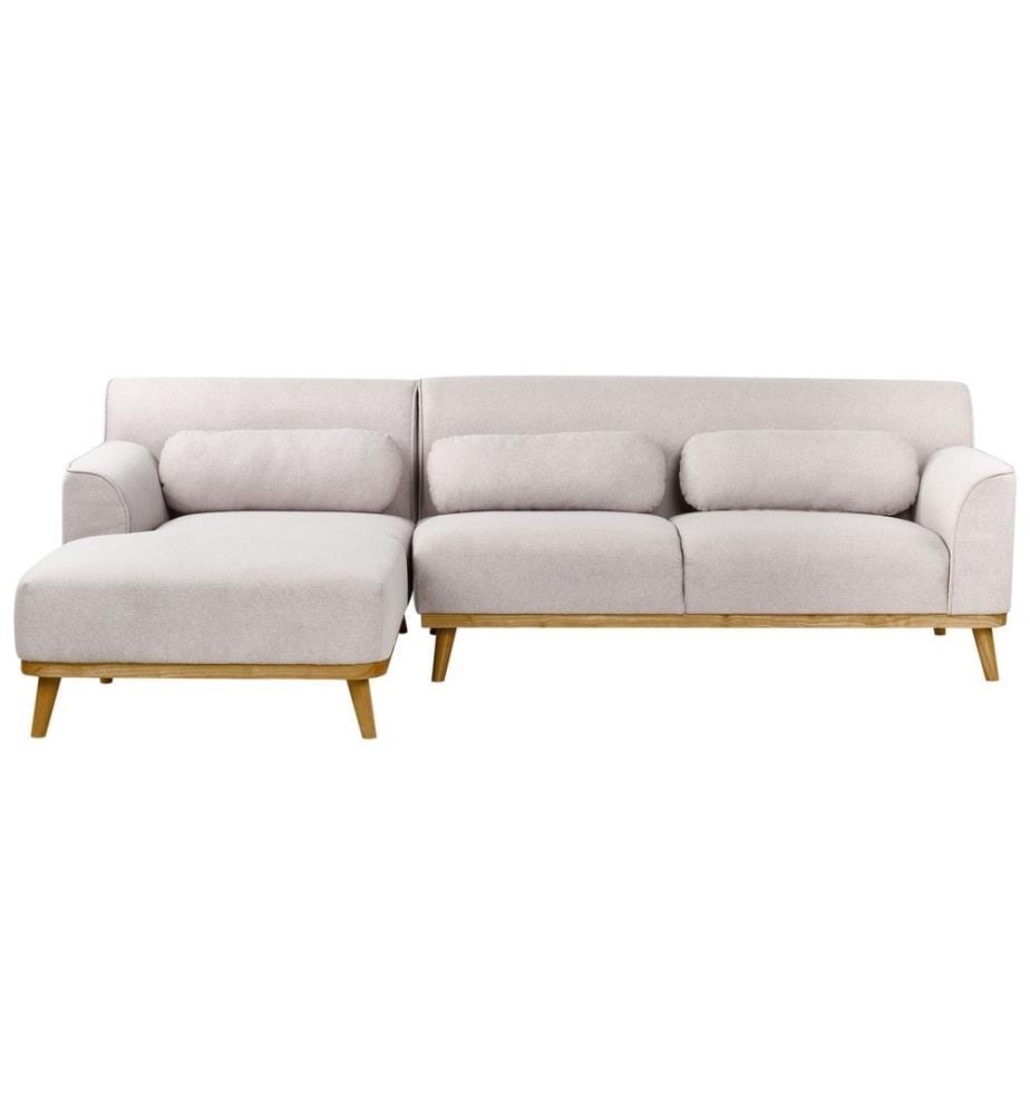 Corner Sofa 3 Seater SIMOS Fabric Light Grey Right Hand
