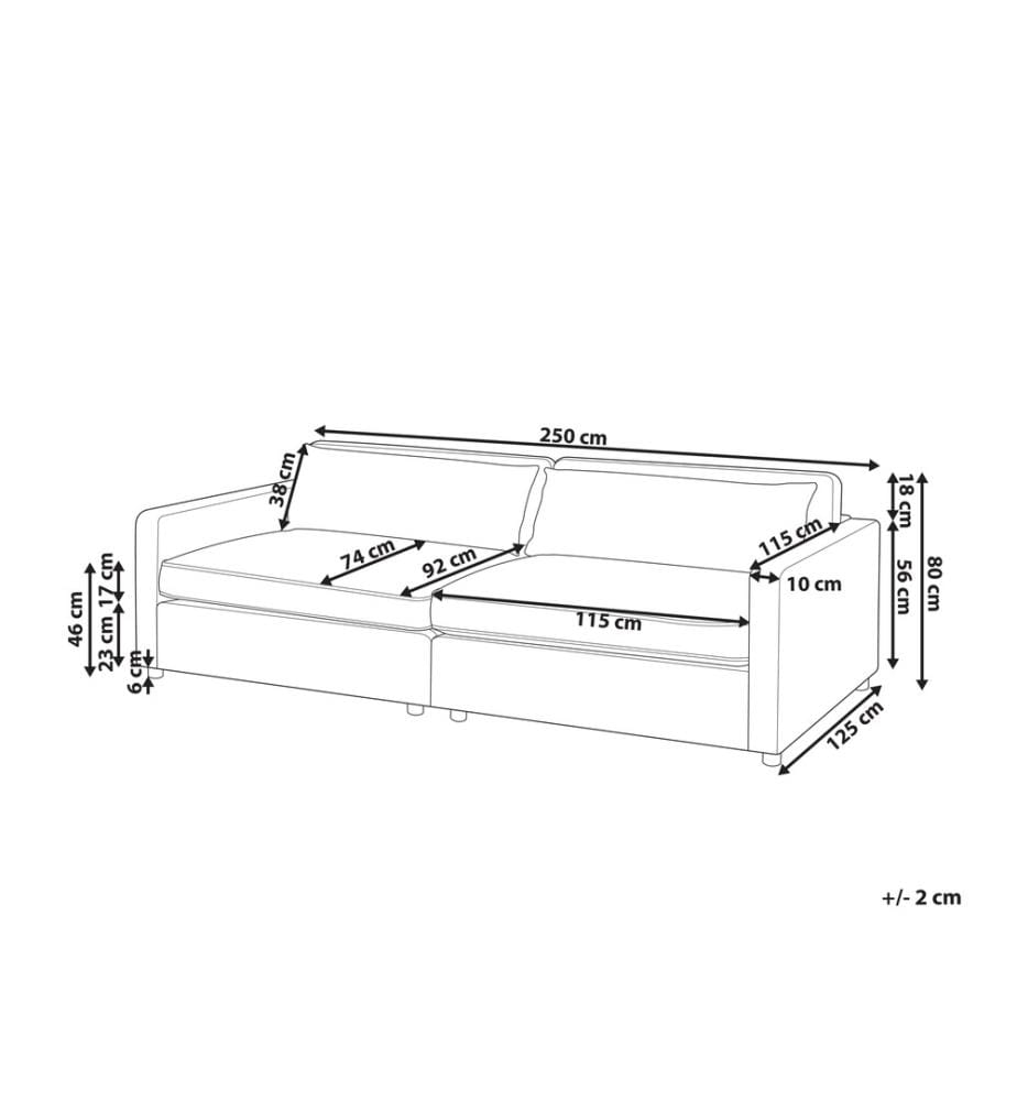 Sofa 3-Sitzer VINSTRA Stoff Grau