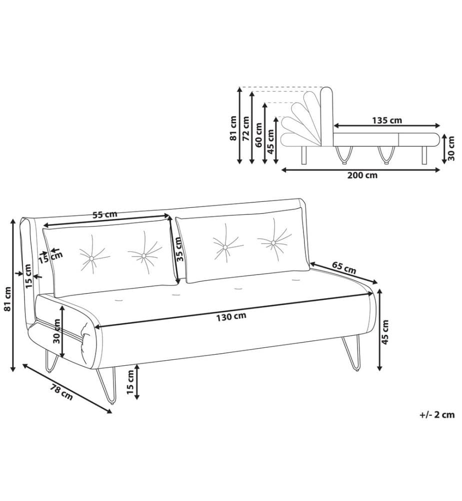 Sofa Bed 2 Seater VESTFOLD Fabric Light Grey
