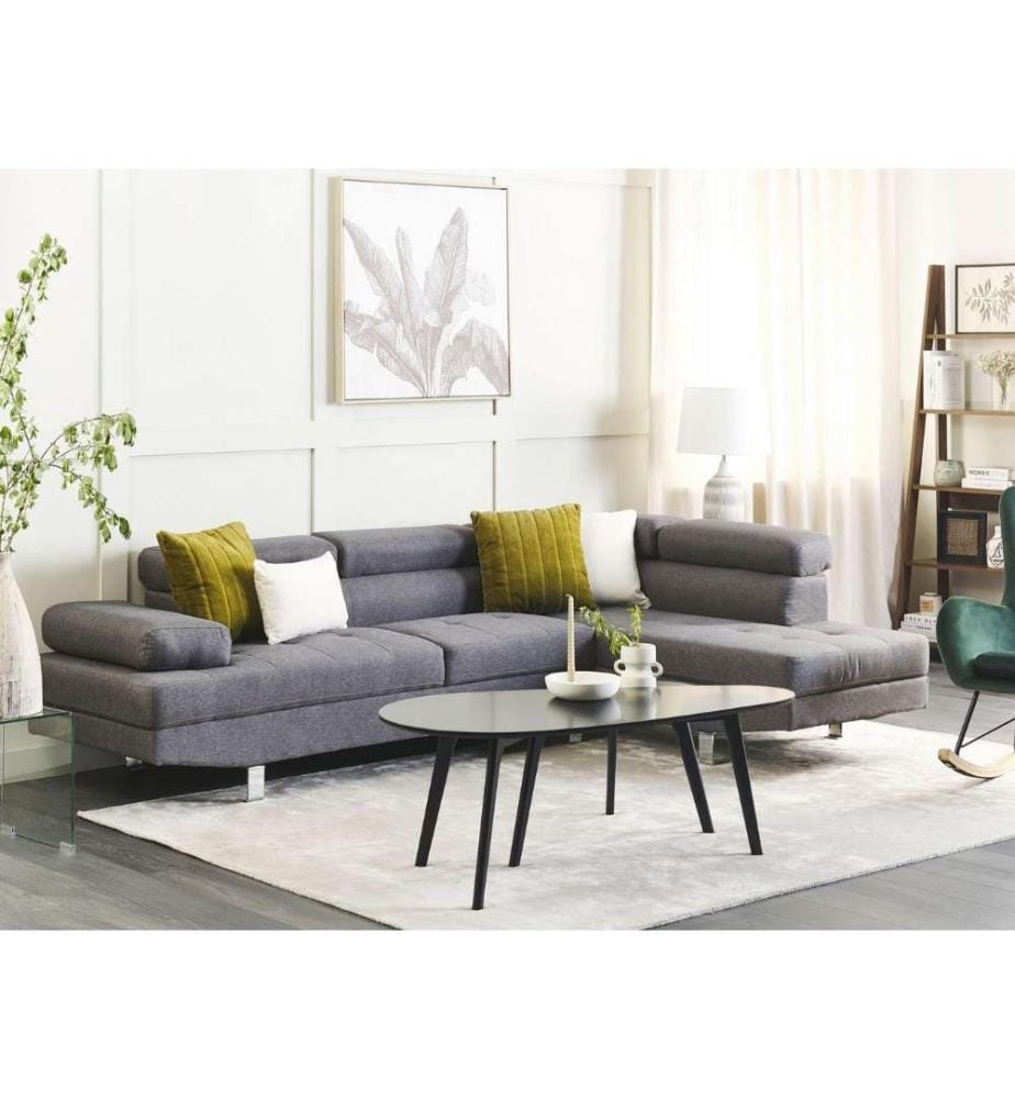 Ecksofa 5-Sitzer NORREA Stoff Grau linksseitig